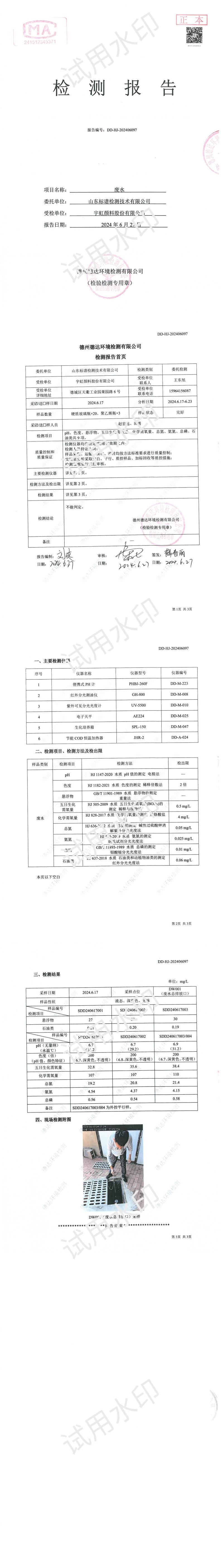 榴莲视频APP官方进入网站下载颜料股份有限公司2024年度废水检测报告公示